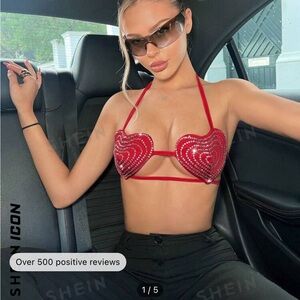 Heart rhinestone bra top